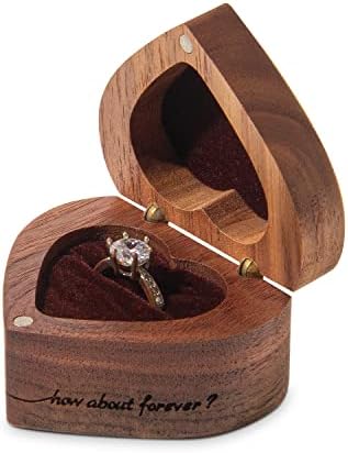 אירוסין טבעת תיבת דק עץ לב בצורת טבעת מקרה עבור הצעת חתונה טקס מתנת יום הולדת