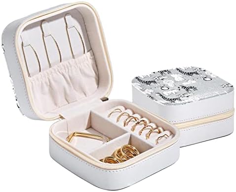 מארגן קופסאות תכשיטים של Rodailycay Wirh רוכסן כפול, עור תכשיטים קטנים טיול נייד לטבעות צמיד צמיד עגילי