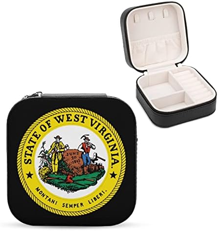 מערב וירג'יניה דגל חותם תכשיטים קטנים קופסת צמיד טיול מארגן עור טבעת ניידת טבעת אחסון קופסאות אחסון