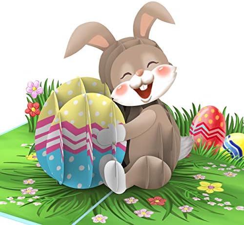 ארנב פסחא ליף עם ביצים ברכה תלת מימדית קופץ כרטיס פסחא, כרטיס פסחא שמח לילדים, בן, בת, ילד, ילדה, נכדה,