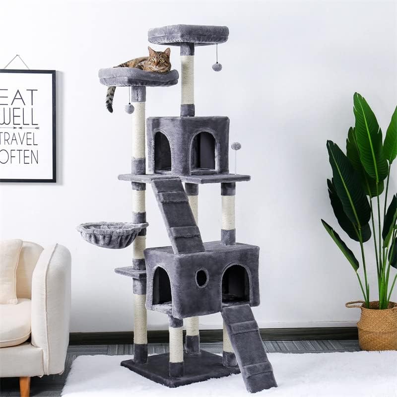 גרד רב-רמת חתול עץ לחתולים עם מפנק מוטות יציב חתול טיפוס מסגרת חתול השריטה לוח צעצועים