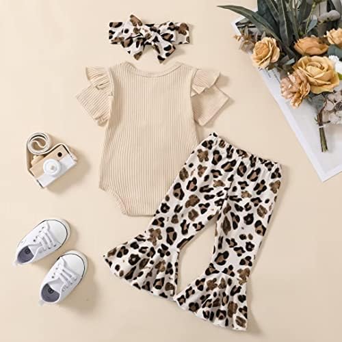 בגדי תינוקות בקארסי כפתור צלעות תינוק שרוול קצר שרוול נמר רומפר מכנסיים מתרחבים.