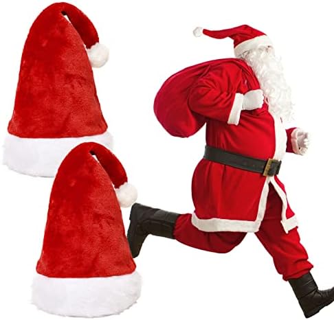 2 חבילה חג המולד כובע סנטה כובע חג המולד חג כובע למבוגרים יוניסקס קטיפה קלאסי סנטה כובע אירוע מפת שולחן