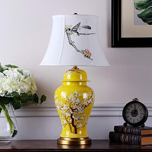 מנורות שולחן של פהון, מנורת שולחן קרמיקה מצוירת ביד עם דפוס פרח וציפור, סלון סלון מיטה לילה אור