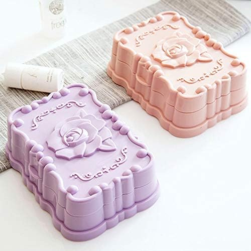 Anncus אביזרי אמבטיה קופסת סבון ניידת סבון סבון סבון סבון עם קופסת סבון מכסה סבון ורד מגולף קופסת סבון