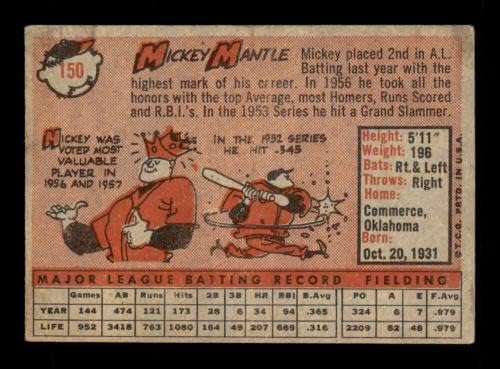 150 מיקי מנטל HOF - 1958 כרטיסי בייסבול TOPP