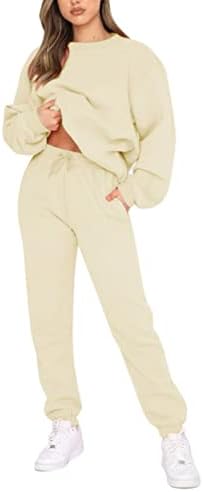 תלבושת שני חלקים לנשים בגד בגדי תביעה בצבע מוצק חולצות שרוול ארוך ומכנסיים ארוכים מכנסיים ארוכות
