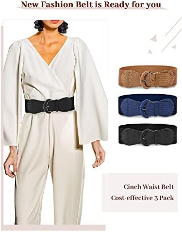סאטיניור 3 חתיכות חגורה רחבה לנשים לבוש חגורת שמלה חגורה נמתחת עור אלסטית לחתוך לנשים לקישוט שמלות