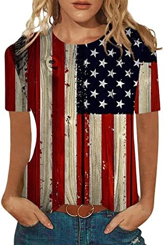 ColorBlock USA יום עצמאות גרפיקה רופפת בכושר עליון גבירותיי שרוול קצר עניבת טרקלין עניבה צבועים בצבע