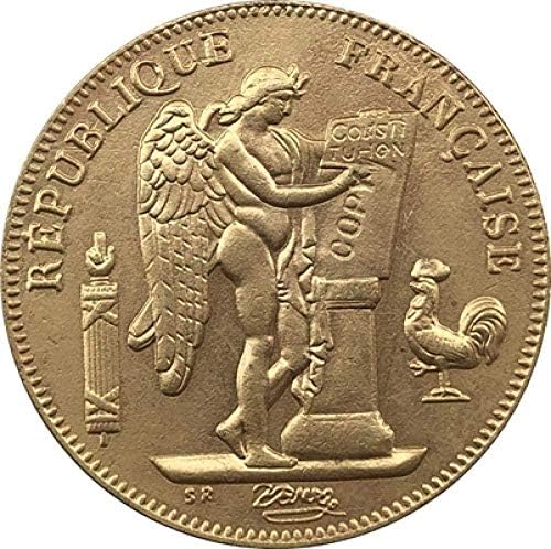 אתגר מטבע 24-K מצופה זהב 1887 צרפת 50 פרנק מטבע העתק העתק מתנה עבורו אוסף מטבע