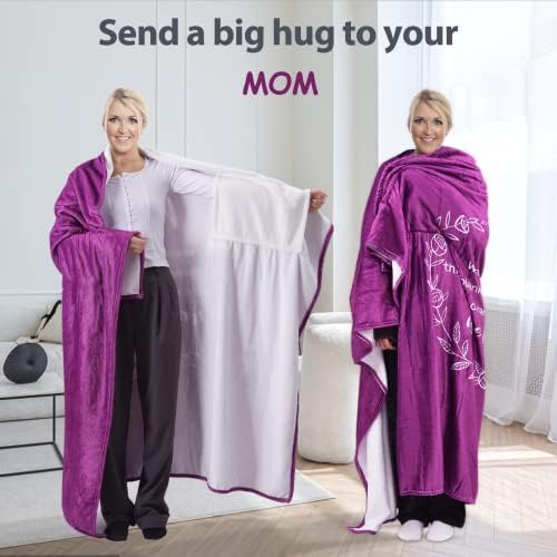 מתנות משולבות לשמיכה נעימה לאמא -לבוש מייצגת אהבה - גדולות 70 x 60, 260 גרם רכות, מתנה ליום האמהות,