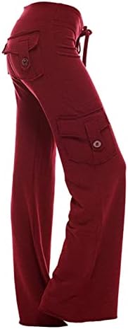מכנסי יוגה של Bootcut לנשים אימון מכנסי יוגה מטען מכנסי טרנינג רגל רחבים מכנסיים פלאצו מכנסיים עם כיסים