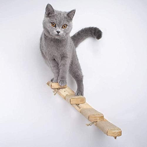 הולפו קיר רכוב חתול טיפוס סולם - חתול סולם מקפצה חתול משחק לטחון כפות לכרסם חוט צעצועים לחיות מחמד ריהוט