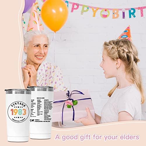 40 יום הולדת מתנות כוס כוס לגברים נשים, 1983 40 שנים יום הולדת מתנות לחברים, בציר כפול צדדי מודפס ואקום