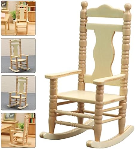 כסאות צעצועים כיסא נדנדה מיניאטורה קישוט כיסא מיניאטורה מיני כיסא בית דגם ריהוט זעיר פסלון עץ עץ מיני
