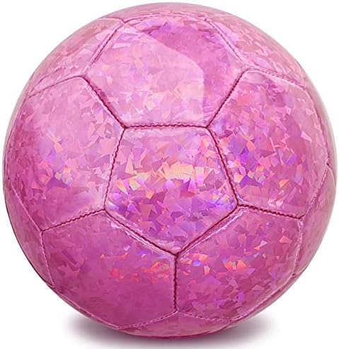 גודל 4 כדורגל כדור גליטר ורוד-ילדים בגילים 4-6 6-8 8-12 בחוץ ספורט אימון כדור בילוי משחק כדור בני נוער