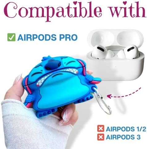 Stitch AirPods Pro Case כיסוי סיליקון רך אטום הלם עבור Apple AirPods Pro 3D CARTOON CARTOON CRATE