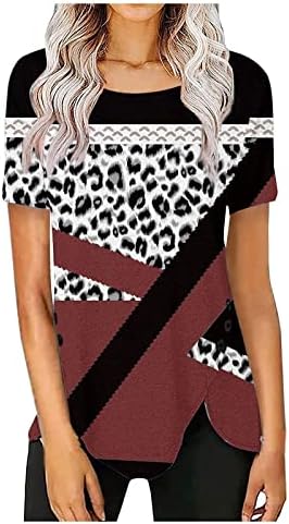 2023 צמרות קיץ לנשים חולצות חצץ לא סדירות חצרות טוניקה גיאומטריות טוניקה טוניקה של שרוול קצר חולצה חולצה