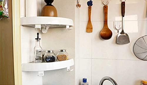 מדף אמבטיה LLXC מדף מקלחת עמיד למקלחת אחסון מטבח סלסל דבק יניקה מדפים פינתית מקלחת קאדי עם ווים תלויים