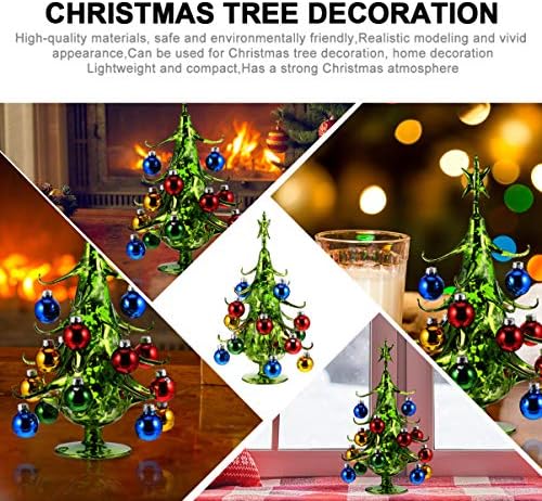 Doitool Tabletop מיני חג המולד עץ חג המולד פסלוני חג המולד קישוט זכוכית עץ חג המולד עץ חג המולד צלמית