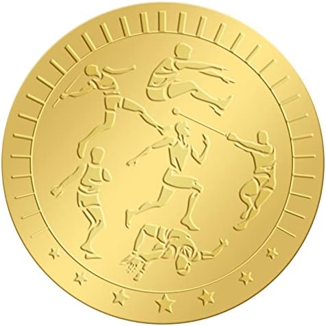 2 אינץ זהב בולט מעטפת חותמות מדבקות אתלטיקה ספורט 100 יחידות דבק זהב רדיד חותמות מדבקות מדליית קישוט