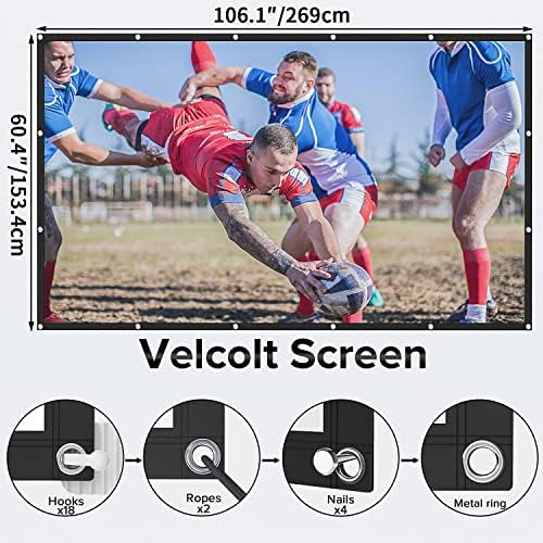מסך מקרן ומעמד - מסך הקרנת וידאו ניידים של Velcolt 100 אינץ