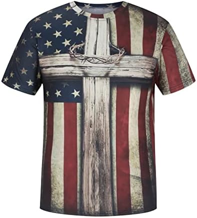 חולצת טריקו של דגל אמריקאי של גברים רטרו רטרו קיץ שרוול קצר הדפסים גרפיים