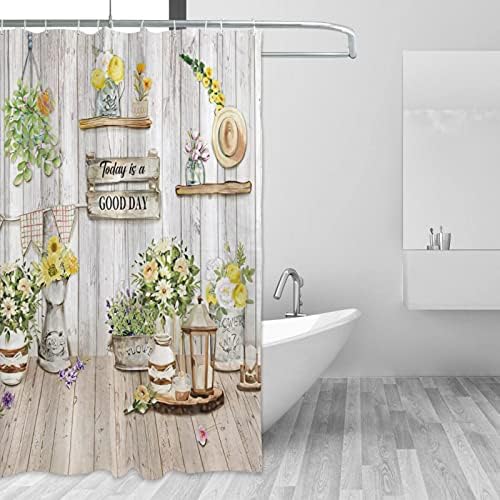 וילון מקלחת בית חווה כפרי פרחוני פרחים פרחים וילונות מקלחת אמבטיה