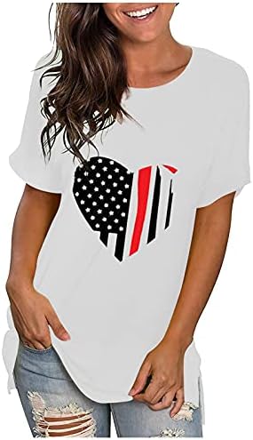 חולצות פטריוטיות לנשים דגל אמריקאי אמריקה שרוול קצר שרוול או חולצות צווארון כוכבי עניבה כוכבים רופפים