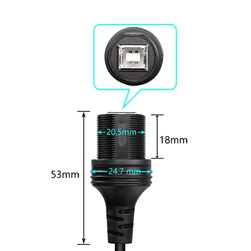 Sinloon USB 2.0 Type-B כבל מדפסת ימין 90 מעלות, כבל הרחבת הרכבה על הרכבה על רכב רכב, עמיד למים, עבור