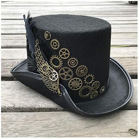 גבוהה-סוף גברים נשים בעבודת יד סטימפאנק מגבעת עם מתכת הילוך שלב קסם כובע מסיבת כובע גודל 57 סמ