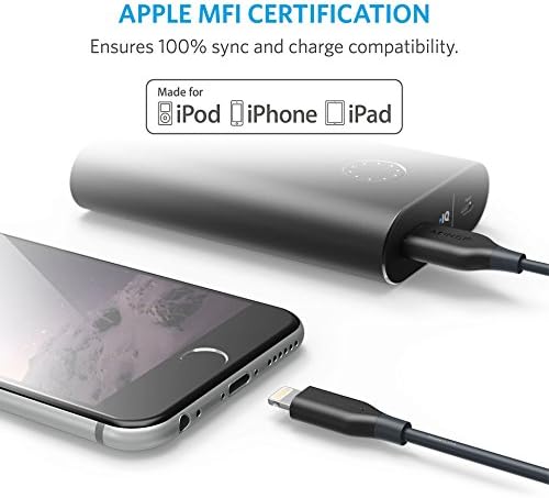 מטען אייפון של ANKER, Powerline 6ft Lightning Cable, MFI מוסמך מטען USB/סנכרון כבל iPhone XS/XS MAX/XR/X/8/8