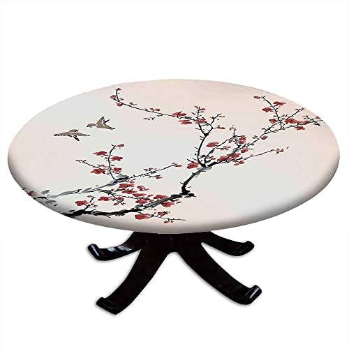 אימפרסיוניסטי עגול מפת שולחן עם קצה אלסטי, פרחוני ציור עם צבעוני זר פרחים באגרטל, מתאים אוכל שולחנות,