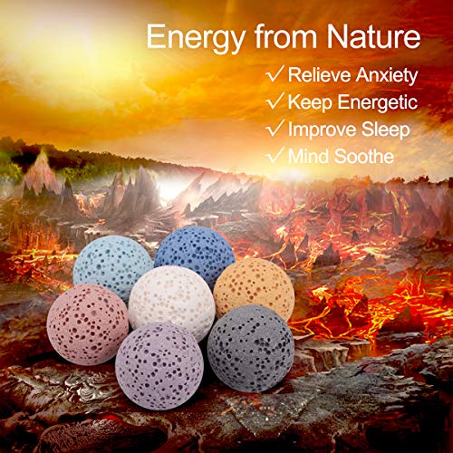 Infuseu 7 חבילה לבה טבעית אבן סלע עגול כדור אנרגיה לארומתרפיה שמן אתרי שמן אתרי תליון שרשרת תליון עגילי