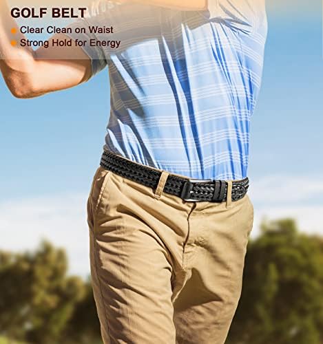 חגורת גברים קמיסנט 2 מארז, חגורת עור ארוגה קלועה לגברים סיבתי מכנסי גולף חולצות פולו התאמה