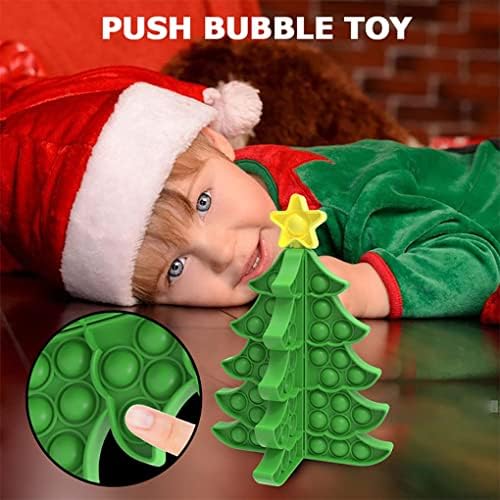 דחף בועת פופ פופ לקשקש צעצוע חושי אוטיזם מיוחד צרכים מיוחדים של סיליקון משכך צעצוע 3D עץ חג המולד פופ