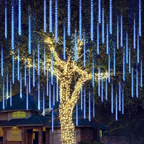 Joiedomi אורות מקלחת מטאורים לחג המולד נופלים ירידה גשם אורות מיתר קרח 540 נוריות 10 צינור 50 סמ למסיבת