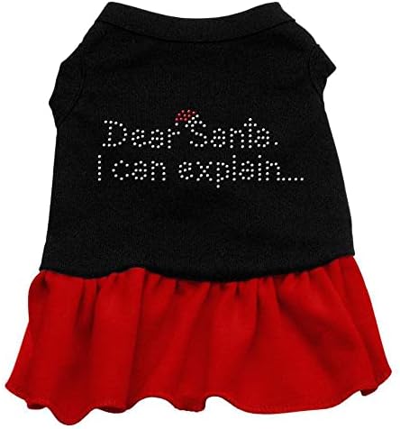 מיראז ' מוצרים לחיות מחמד יקר סנטה ריינסטון 10-אינץ חיות מחמד שמלה, קטן, שחור עם אדום