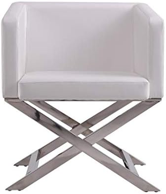 טור מ 'פטל אמצע המאה מודרני סלון עגול מושב עור מבטא כיסא, 22, סט של 1, לבן
