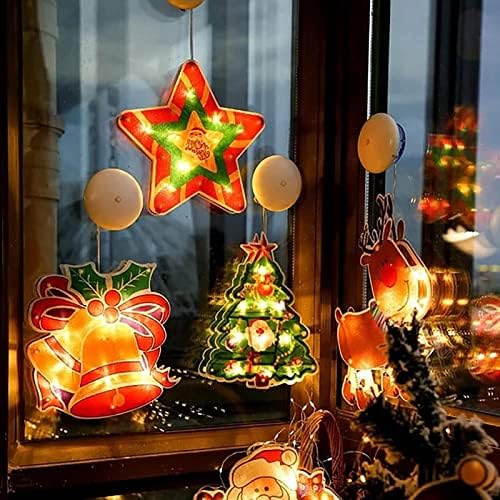 סידור חלון חג המולד פראייר אורות תלייה אורות מיתר הוביל אורות סנטה שלג איש חג המולד קישוט זוהר בתרסיס