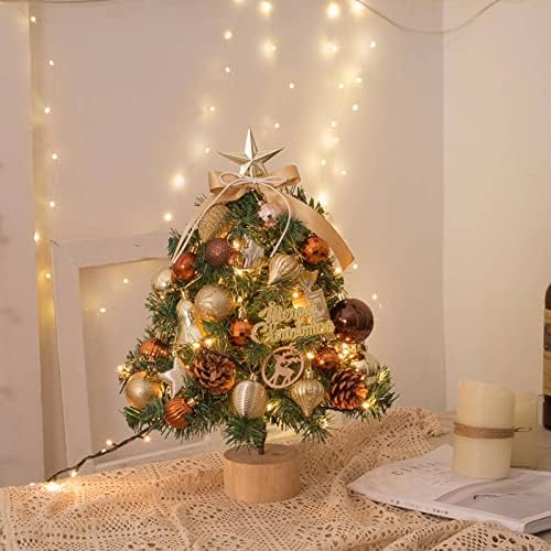 קישוט חג המולד של פרצי מיני עץ חג מולד סט עם אורות