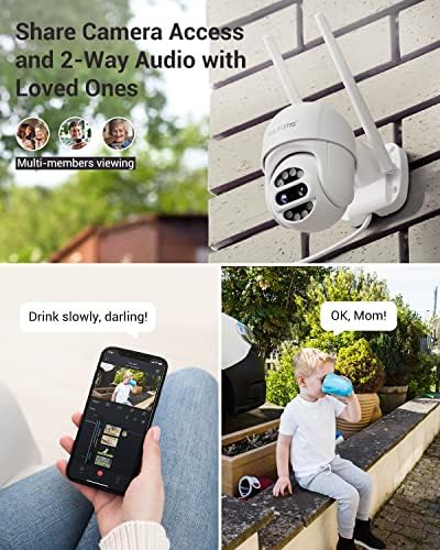 מצלמת אבטחה של Blurams Outdoor, 3MP עדשות כפולות Wi-Fi מצלמה חיצונית, מצלמות PTZ של 360 ° לאבטחת בית
