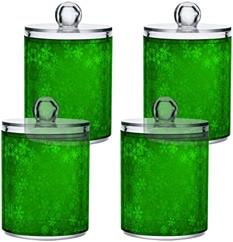 Alaza 2 Pack QTIP Holder Dispenser ירוק רקע לחג המולד מארגן אמבטיה מיכלים לכדורי כותנה/ספוגיות/רפידות/חוט