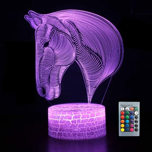 סוס מתנות עבור בנות, סוס 3 ד לילה אורות לילדים עם 16 צבעים שינוי שלט רחוק בעלי החיים אשליה מנורת מגע