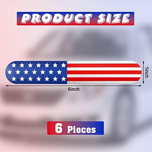 6 חלקים מדבקות דגל 3D מתכת מדבקות דגל אמריקאי מדבקות דגל ארהב מדבקת סמל סמל למכוניות, משאית, רכב שטח,