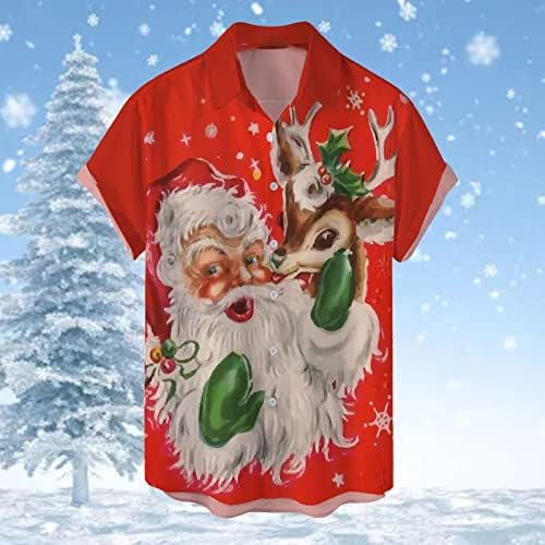 Mens חג מולד סנטה טס חולצה דש חולצת שרוול קצר