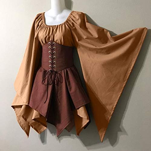 שמלת רנסנס שושהית נשים פלוס גודל התלקחות שרוול קצר תחפושת מימי הביניים שמלות מחוך גותיות תלבושות קוספליי