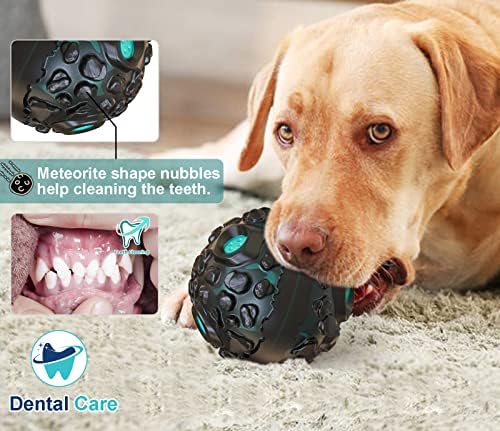 כדור צעצוע של Mitaiko Dog Fance for Chewers אגרסיבי, כדור כלבים אינטראקטיבי עם צליל צחקק צוחק מהנה,