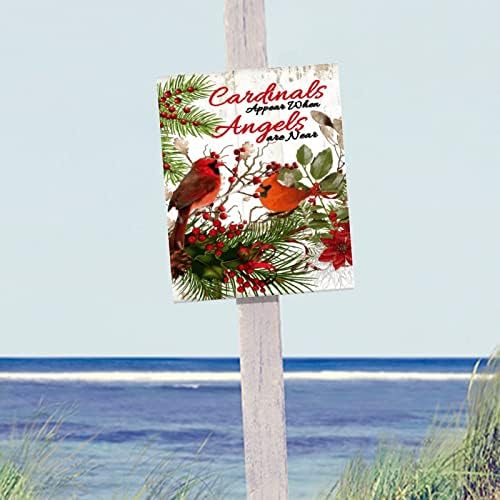 ציפור אדומה מופיעה כשמלאכים נמצאים ליד שלטי עץ בית חווה בית חג מולד דבקון זר עץ קיר עץ שלום חורף עיצוב