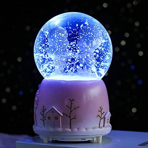 GKMjki אורות צבע יצירתיים צפים פתיתי שלג לבן אור ירח זוג זכוכית כדורי קופסה קופסת מוזיקה טנאבאטה מתנה